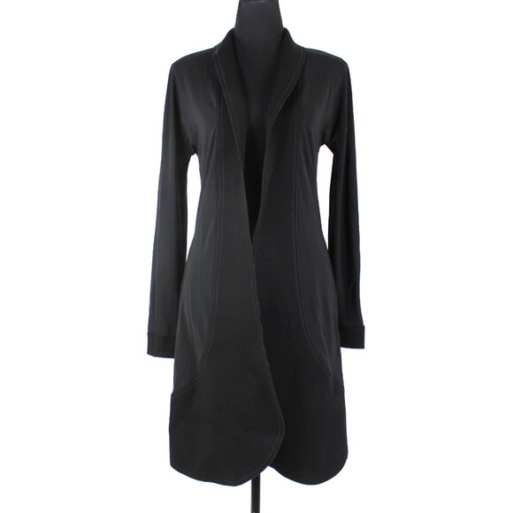 Marie Saint Pierre Black Shawl Collar Open Front Draping Cardigan Topper 1 Coat - Picture 1 of 7